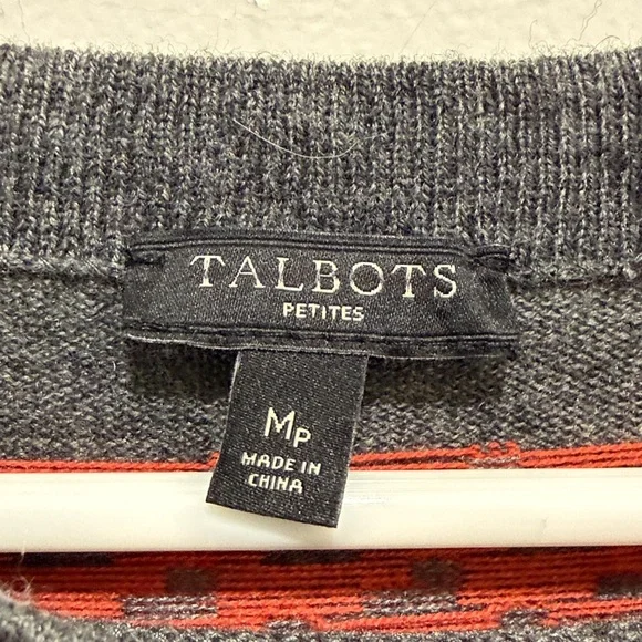 Talbots Petite Medium Lambswool Blend Geometric Heart Sweater - Picture 3 of 7